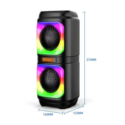 Portable Dual 4'' Speakers Bluetooth Speaker, Party Stereo Subwoofer RGB Lights Karaoke Heavy Bass with Mic (Optional),Support TWS/AUX/USB/TF Card Ideal for Party,Home,Camping