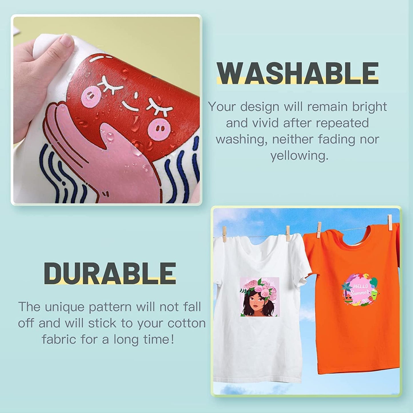 Sublimation Paper Sublimation Vinyl Set - 8.5 X 11 Inches 150 Sheets Sublimation Paper plus 20 Pack 12" X 12" Matte Sublimation Vinyl for Light-Colored Cotton Fabric