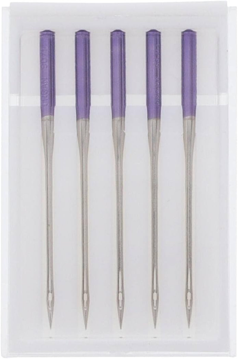 Janome Purple Tip Sewing Machine Needles, Size 90/14, Great for Heavy Fabrics and Sewing across the Hem - 5 Needles per Pack