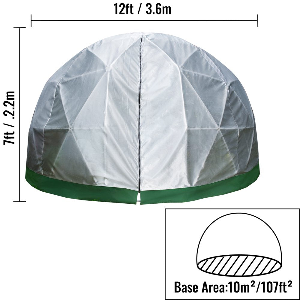 brand Dome Igloo Bubble Tent, 12'X7'Garden Dome Tent, Polyester Mesh Geodesic Dome House with Storage Bag & LED String Light, 8-10 Person Use, for Planting, Outdoor Party, Backyard, Gazebo