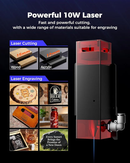 ACMER P1 S Pro 10W (10000Mw) Laser Cutter ＆ Engraver Machine,With 380×370Mm Large Working Area, Wifi Control, Engraves and Cuts Wood, Acrylic, Leather, Glass, Metal for DIY, Crafts & Small Business
