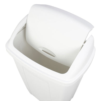 13 Gallon Trash Can, Plastic Swing Top Kitchen Trash Can, White