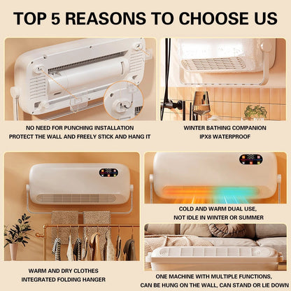 13000 BTU Mini Split Ac/Heating - Wall Mounted Ac Unit | Air Conditioner Portable Ac Heater Combo Unit, 2 In1 Wall Mounted Air Conditioner Heater with Remote Control & Timer