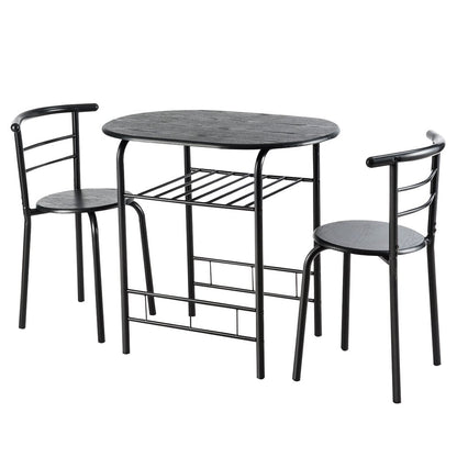 3 Piece Dining Set Home Kitchen Furniture Table and 2 Chairs Black