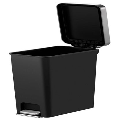 10.5 Gallon Trash Can, Plastic Slim Step-On Kitchen Trash Can, Black