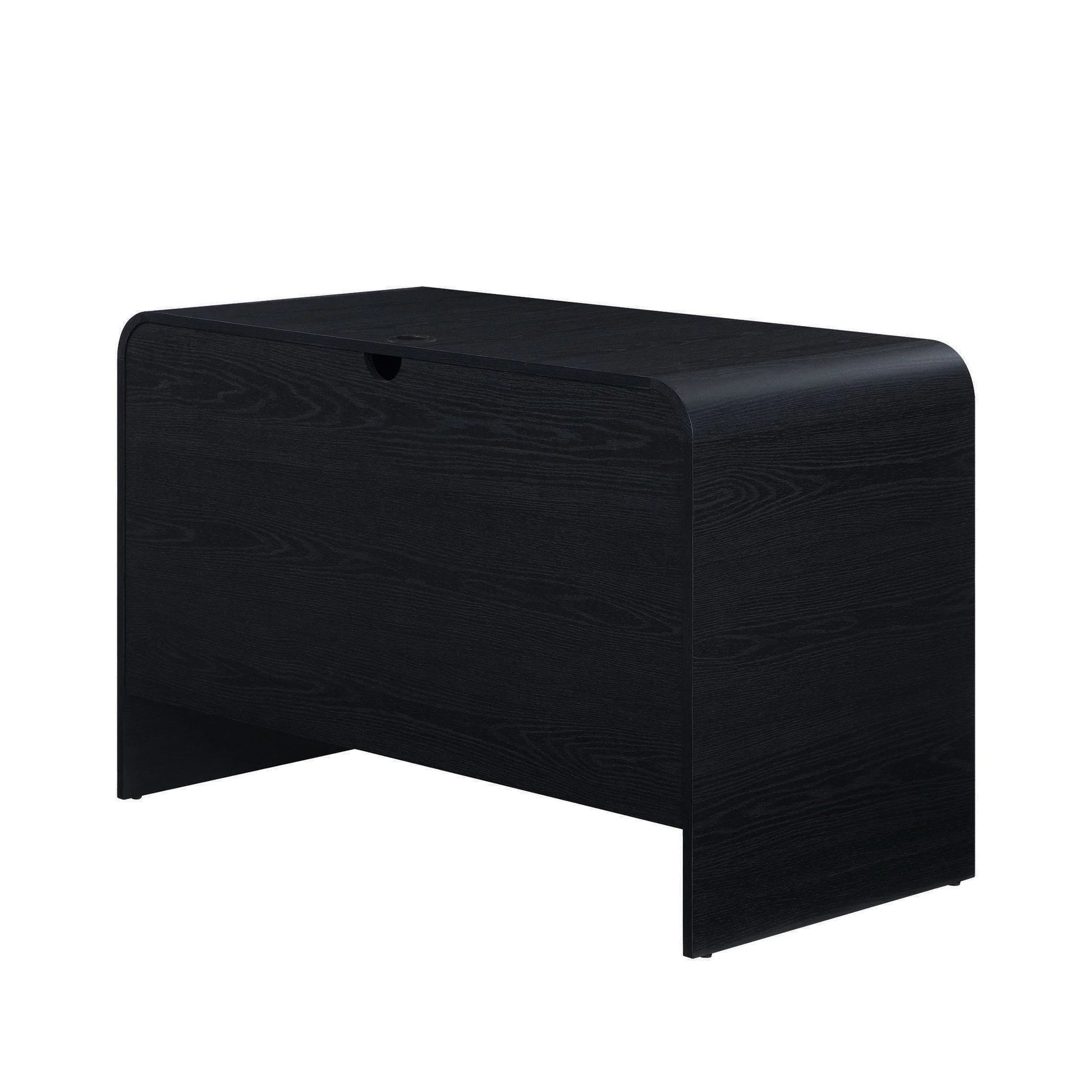 Juliet Curved Desk with Storage, Black Finish