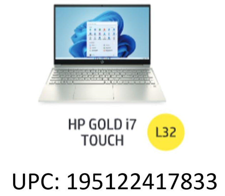 Pavilion 15.6" FHD Touch, Intel Core I7-1165G7, 8GB RAM, 512GB SSD, Lunar Gold, Windows 11, 15-Eg0070Wm