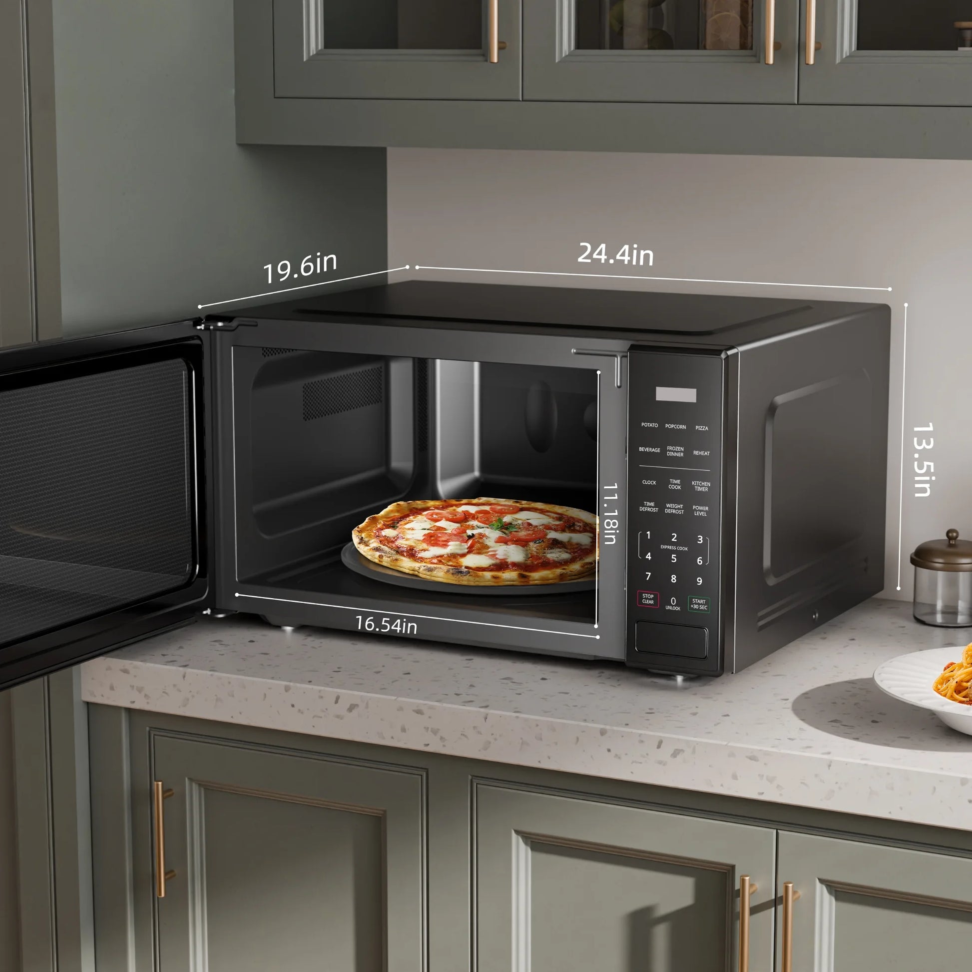 2.2 Cu Ft Countertop Microwave Oven, Black, New