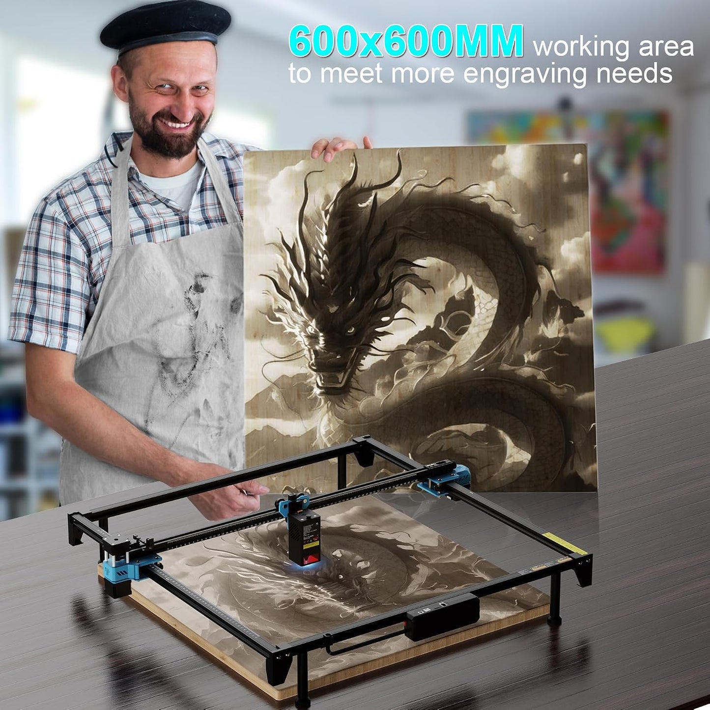 Twotrees TTS-20 Max 20000Mw Laser Engraver and Cutter Machine,23.62" X 23.62" Bed Size,10000Mm/Min Speed,Laser Engravering Machine for Wood,Diy,Glass,Metal,Acrylic