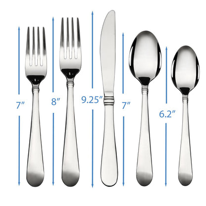 Camfield 20 Piece Stainless Steel Flatware Set, Silver Tableware Service for 4