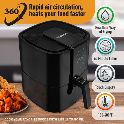 Air Fryer 1800 Watts with Digital LED Touch Display & Slide Out Pan, Detachable Basket 5.2L Capacity (1804-5.0)