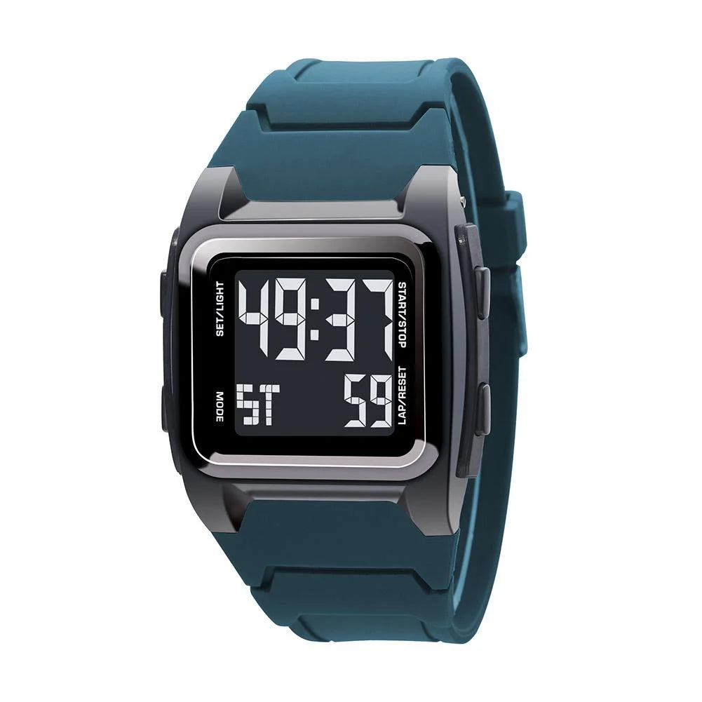 Square Large Screen Retro Sports Electronic Watch Night Waterproof' Light J0M8