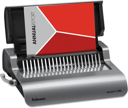 Fellowes 5216901 Quasar 500 Electric Comb Binding System, 16 7/8 X 15 3/8 X 5 1/8, Metallic Gray, Alloy Steel