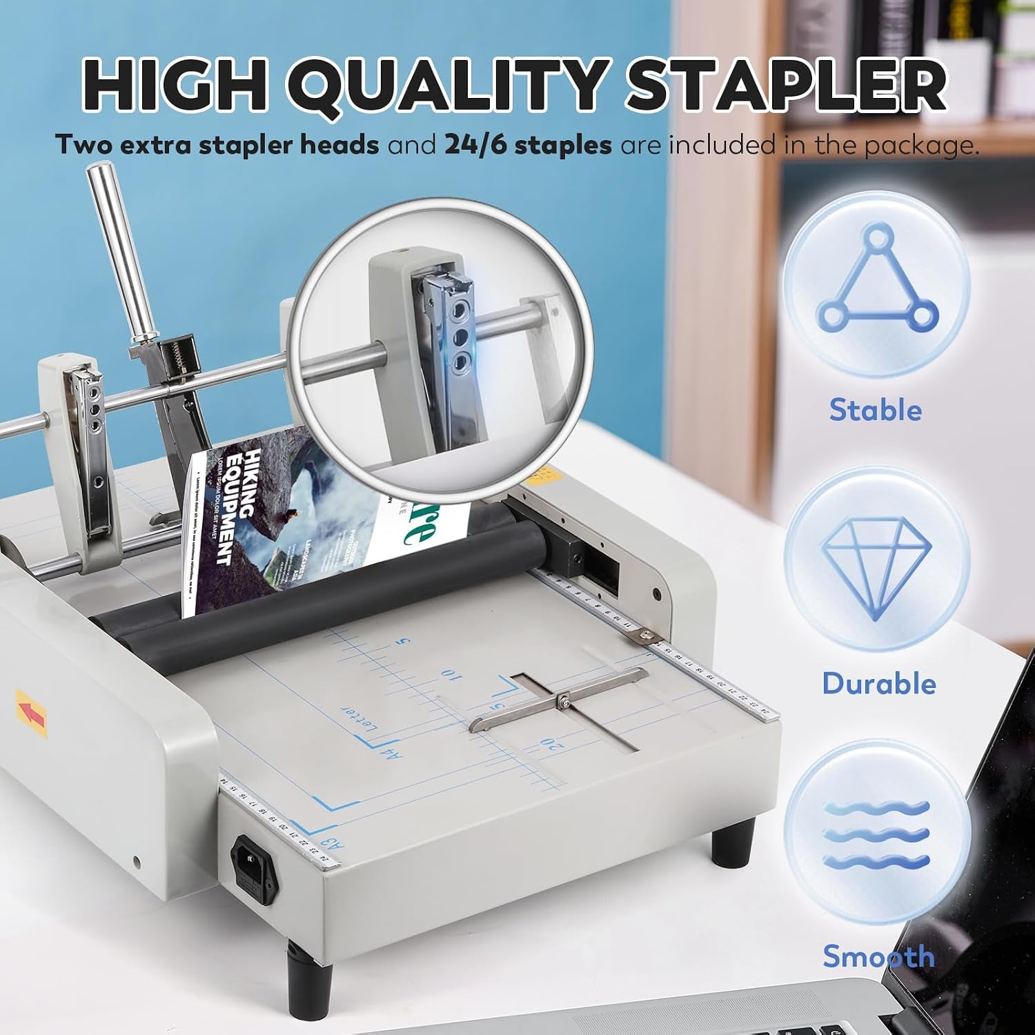 CGOLDENWALL Booklet Maker A3 Paper Folder Stapler Machine, MAX 11.7"×16.5" Book Binding Folding Saddle Stitch, for Factory School Home Church, Brochures Manuals Invitations