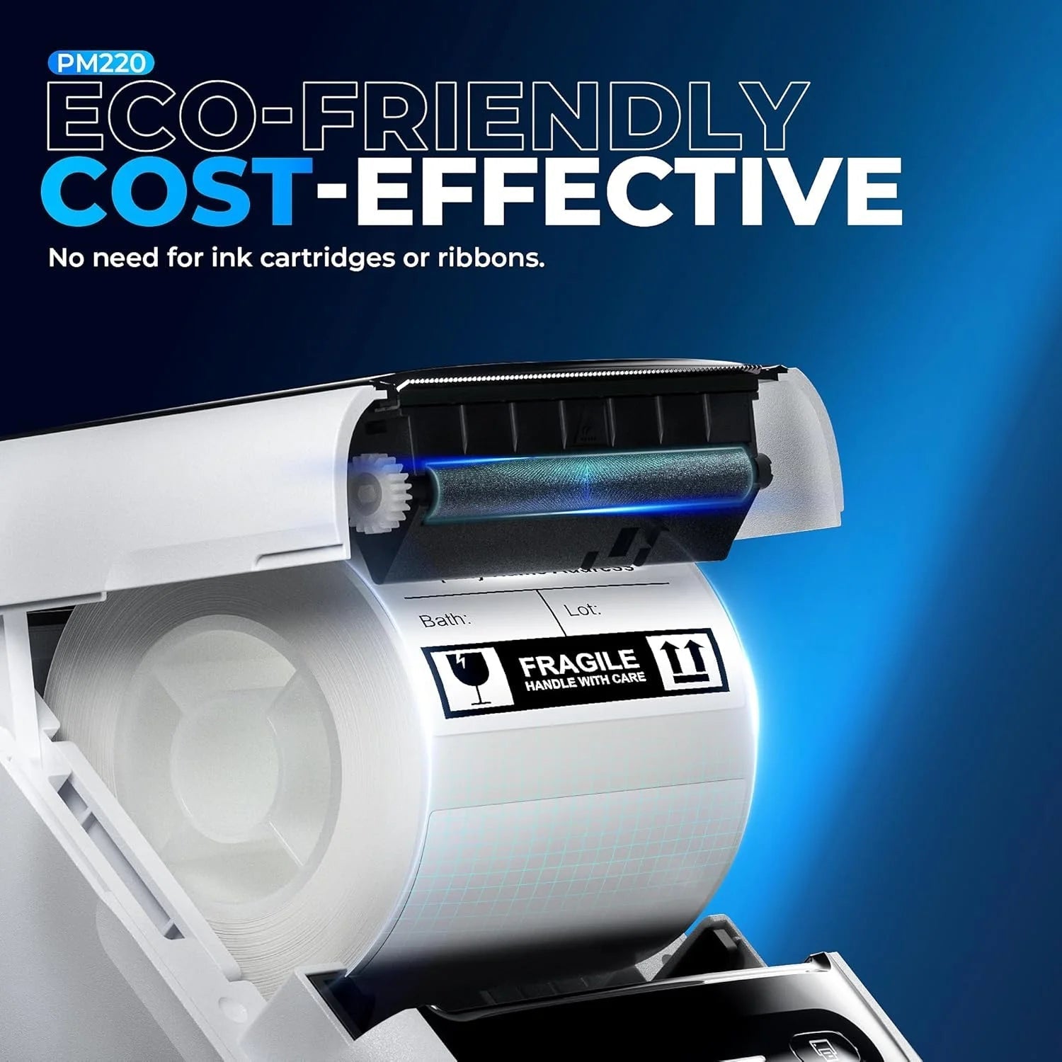 Label Maker Machine, PM220 Bluethooth Label Printer, 2 Inch Portable Thermal Printer for Small Business, Address, Logo, Clothing, Sticker Printer for Phones & PC, White