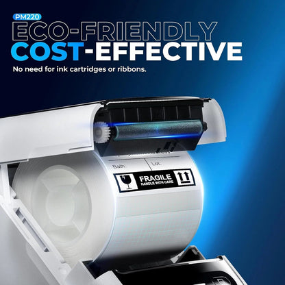 Label Maker Machine, PM220 Bluethooth Label Printer, 2 Inch Portable Thermal Printer for Small Business, Address, Logo, Clothing, Sticker Printer for Phones & PC, White