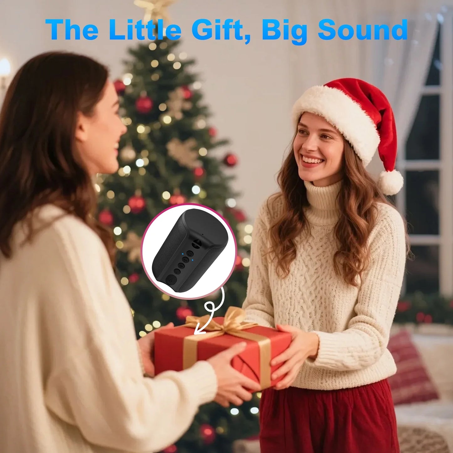 Portable Bluetooth Speaker, IPX7 Waterproof Wireless Speaker, Stocking Stuffers, Bluetooth 5.0, TWS Mini Speaker for Home/Party/Outdoor/Travel/Gifts, Black