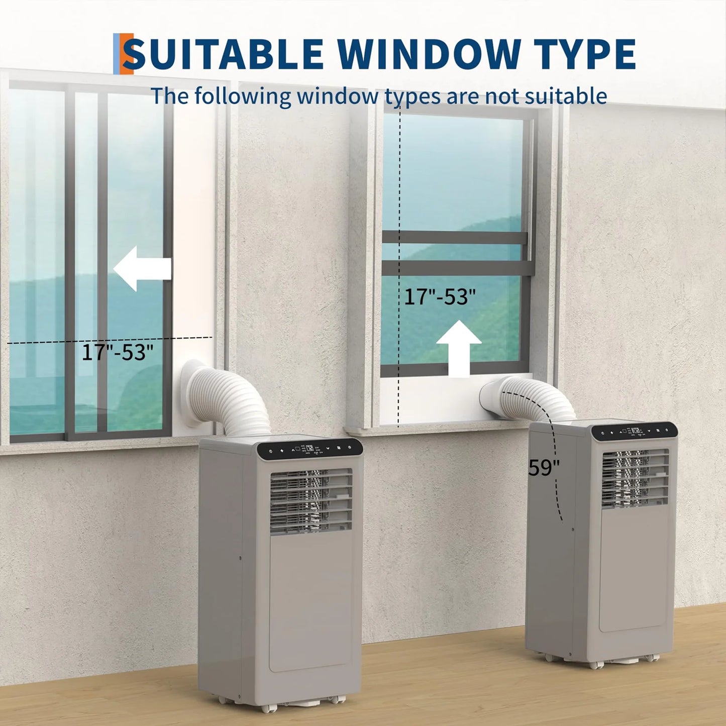 8,000 BTU Portable Air Conditioner, 4-In-1 Portable AC Units for Rooms with Fan, Dehumidifier, Cools up to 350 Sq.Ft. Room Air Conditioner, Remote, Auto Swing, Quite Opration, Timer, Grey