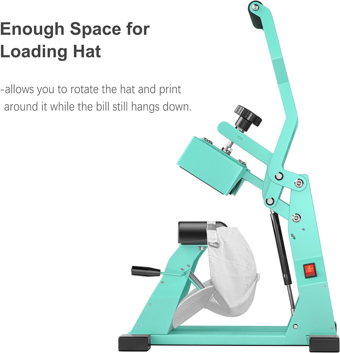 Hat Heat Press Machine for Caps with 2Pcs Interchangeable Platens(6.7"X3.8", 6.7"X2.5"), Cap Heat Press for Stuctured Hats and HTV Iron on and Sublimation Projects, Heat Transfer Printing for Caps