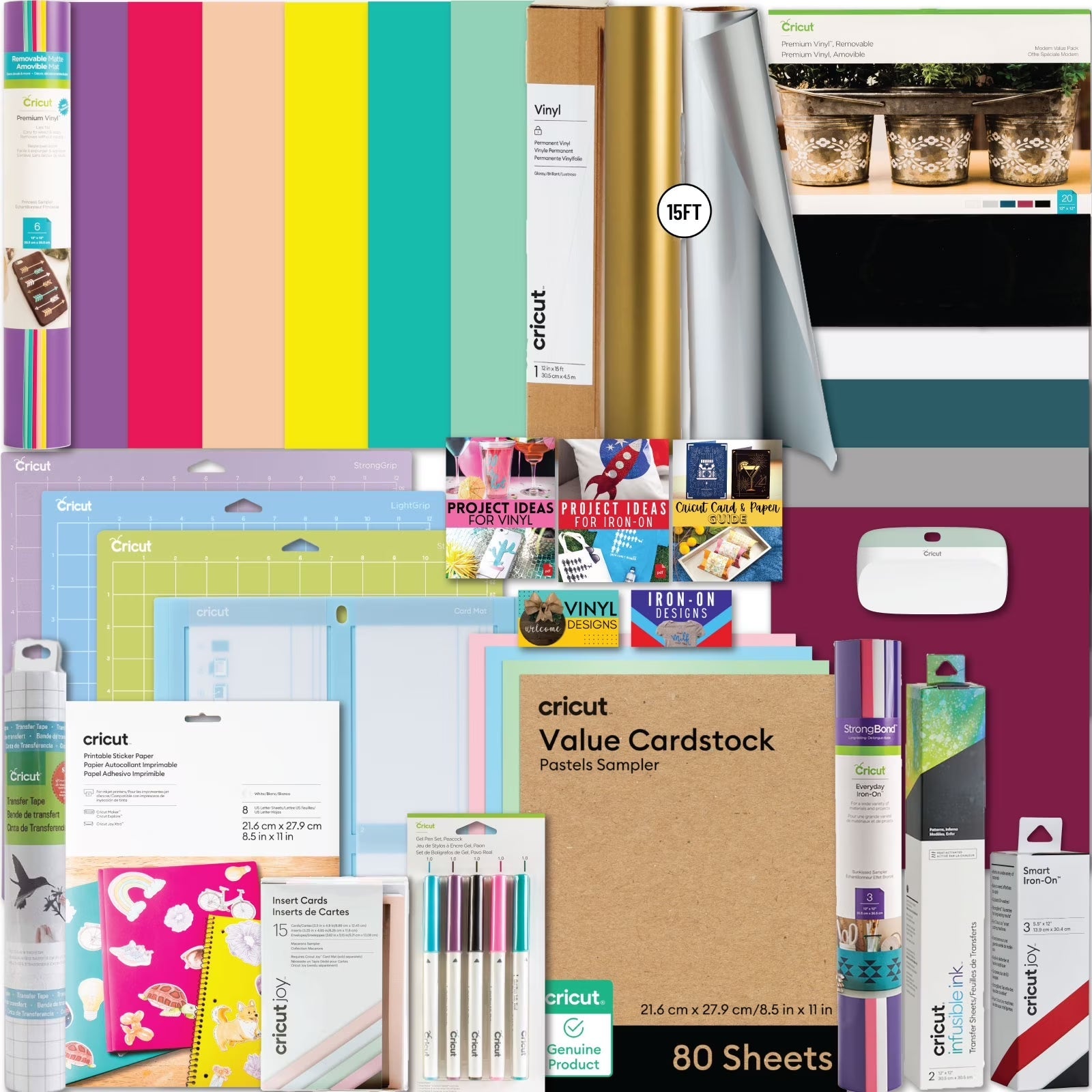 Cricut Ultimate Materials Bundle, Bulk Vinyl Rolls and Accessories for Cricut Explore Air & Maker, 150 Count
