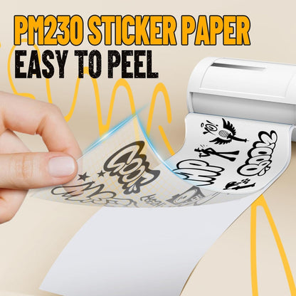 Nelko Genuine Self-Adhesive Thermal Printer Stickers, Compatible with PM230 Mini Sticker Printer, Black on White, 54Mmx3.5M, 3 Rolls, Transparent