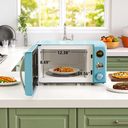 0.7 Cu Ft Retro Countertop Microwave Oven, 700 Watts, Blue, New