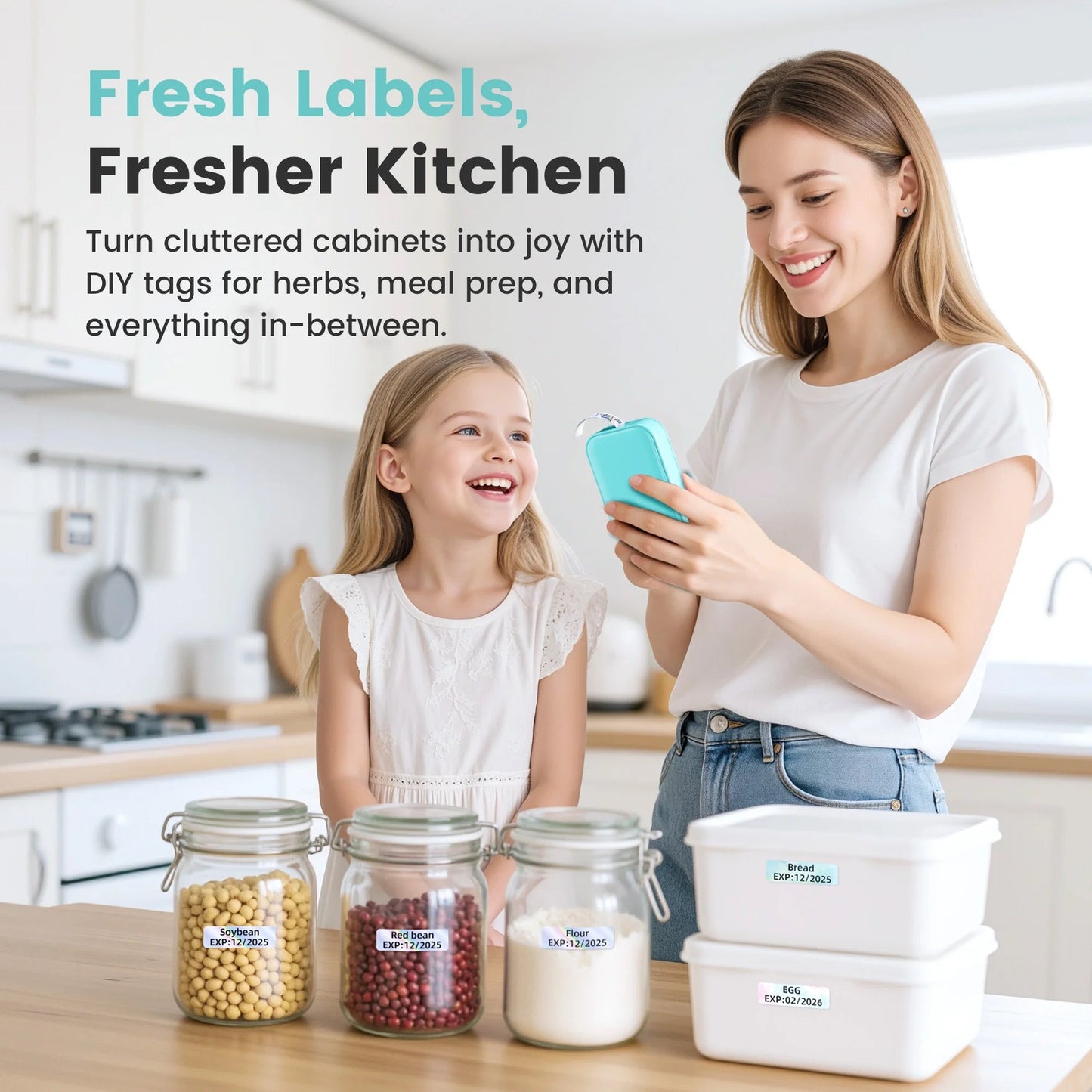 D30 Thermal Label Printer, Bluetooth Wireless Mini Pocket Smartphone Label Maker Machine with Tape, Compatible with Ios/Android, for Home, Office, and Supermarket(Gn)