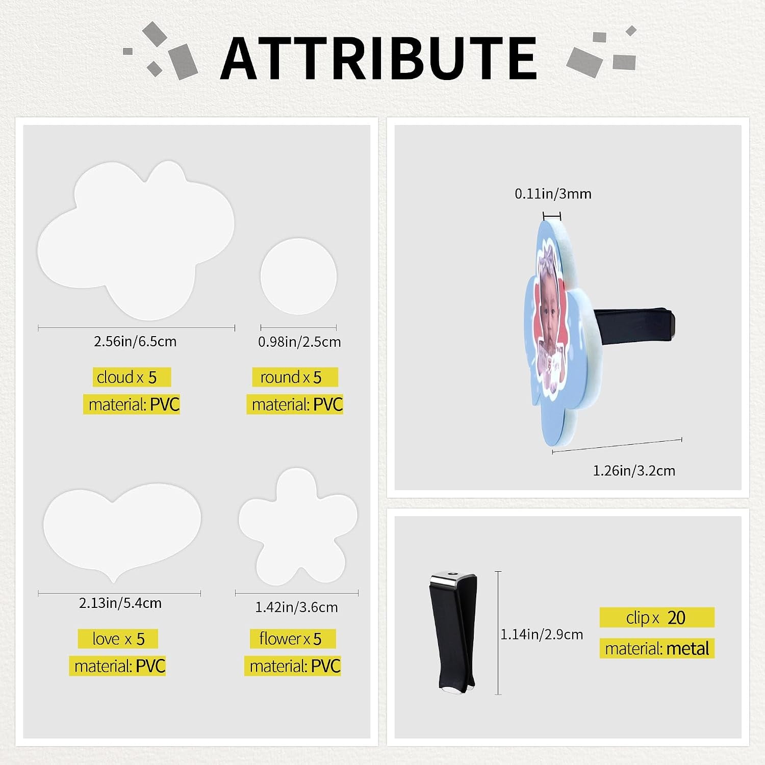 20 Sets Sublimation Car Air Vent Blanks, DIY Car Accessories Heat Transfer Portrait Essential Oil Difusser,20Pcs Matte PVC Blanks and 20Pcs Square Clips