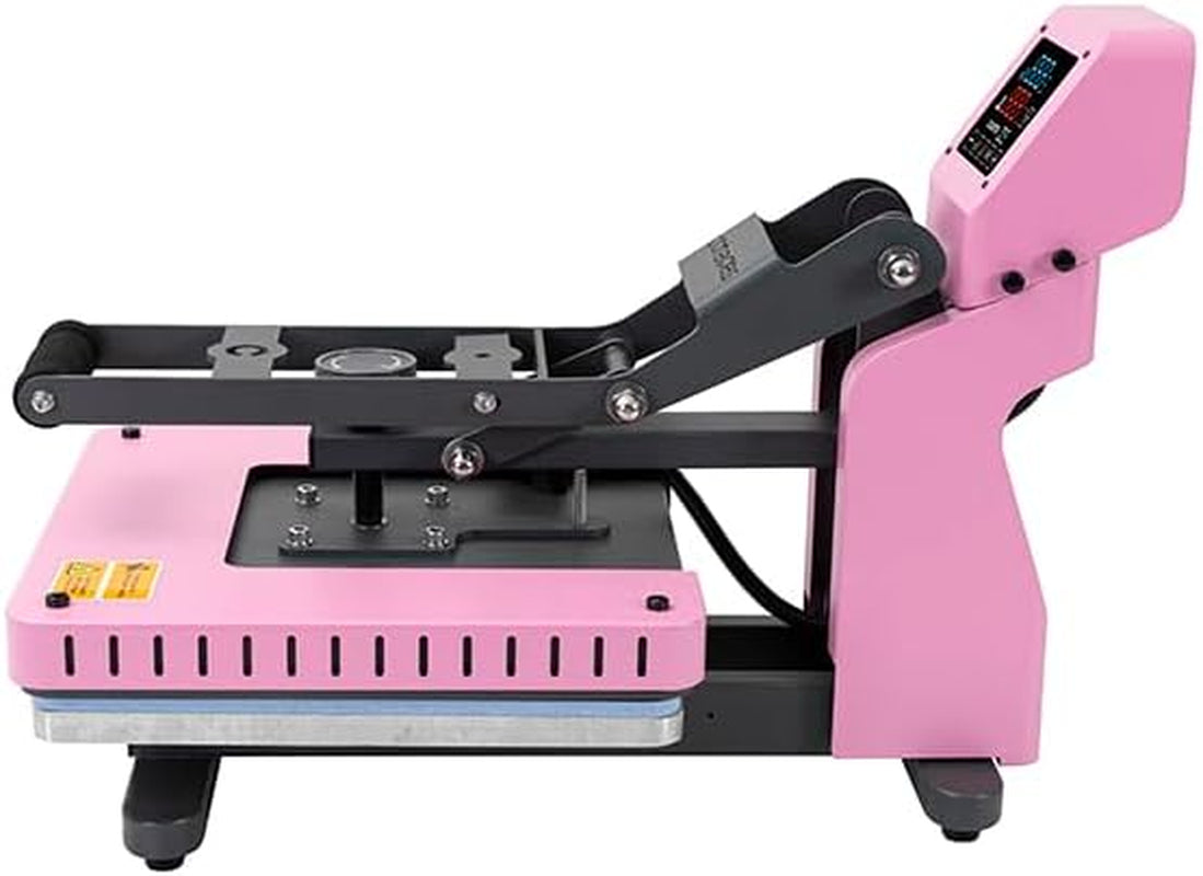Craft Express Heat Press Machine for T-Shirts,15 X 15 Inches Large Sublimation Flat Tshirt Heat Press for HTV Vinyl Heat Press Transfer Totes,Pillows,Oranments Printing Pink,Customer Service in USA