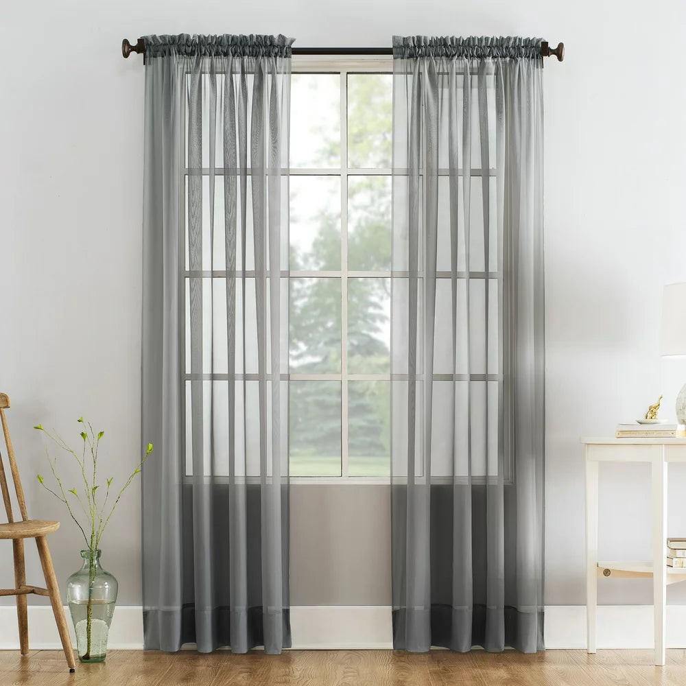 Marjorie Sheer Voile Curtain, Single Panel, 59"W X 63"L, Gray