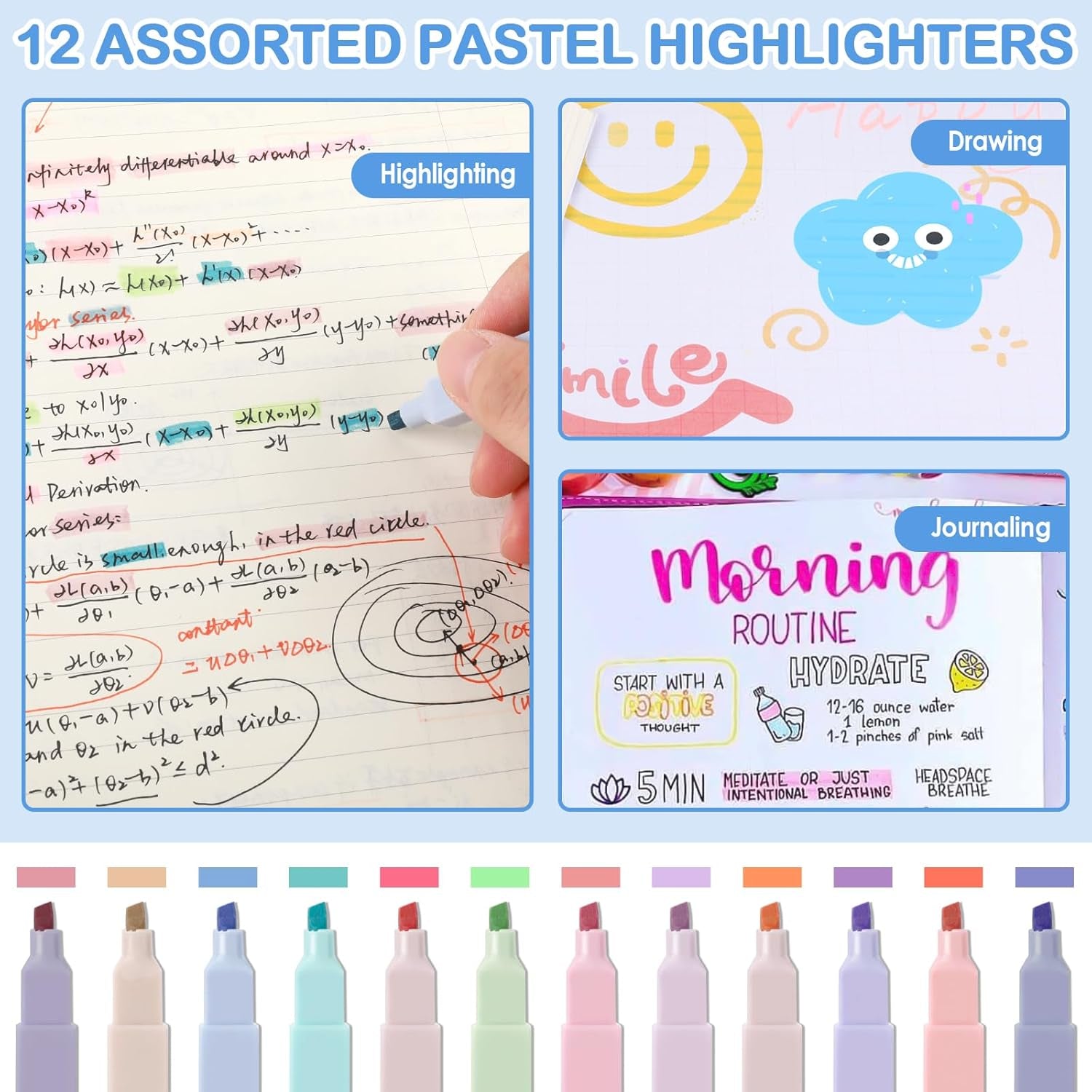 54 PCS Aesthetic School Supplies, Stationery Essentials Set with Large Pen Case, Mechanical Pencils & Black Ink Gel Pens with Refills, Markers, Erasers, Highlighters, Sticky Notes, Correction Tapes