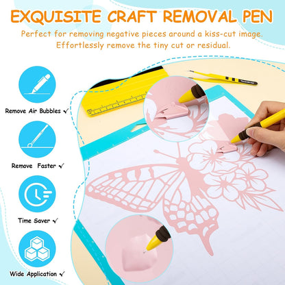 Vinyl Craft Tool Kit – Retractable Pin Pen, 6" Felt Squeegee for Vinyl with Ruler & Precision Tweezers for Decals, HTV & Iron-On Projects