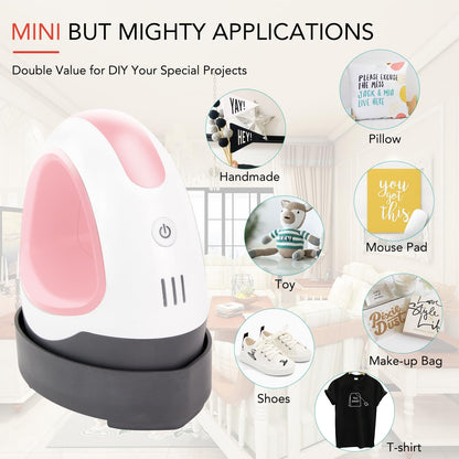 Heat Press Mini Iron for Crafting, Mini Heat Press Machine for T Shirts, Auto-Off Small Heat Press Portable Iron Press for Heating Transfer(Pink)