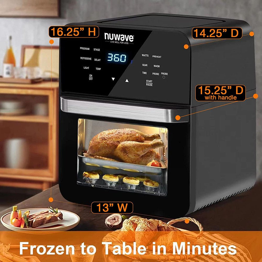 Brio 15.5-Quart Air Fryer Large Capacity Smart Oven, Convection Oven 50°F-425°F Temp Controls, 100 Presets & 50 Memory with Powerful 1800W Multilayer Rotisserie