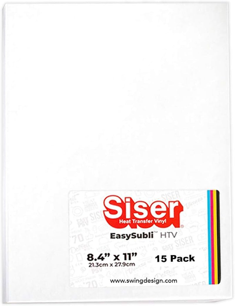 Siser Easysubli Sublimation Heat Transfer Vinyl 8.4" X 11" - 15 Pack