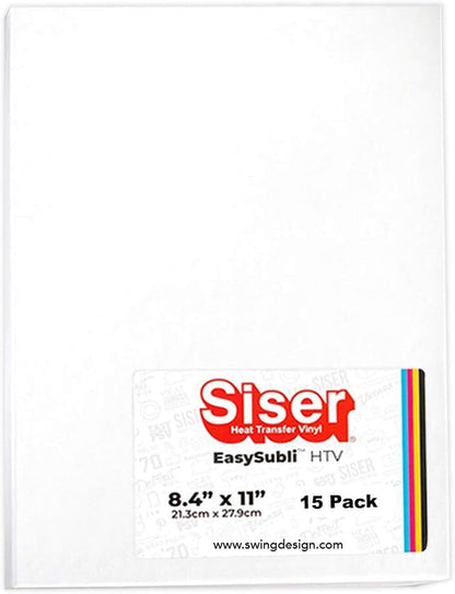 Siser Easysubli Sublimation Heat Transfer Vinyl 8.4" X 11" - 15 Pack
