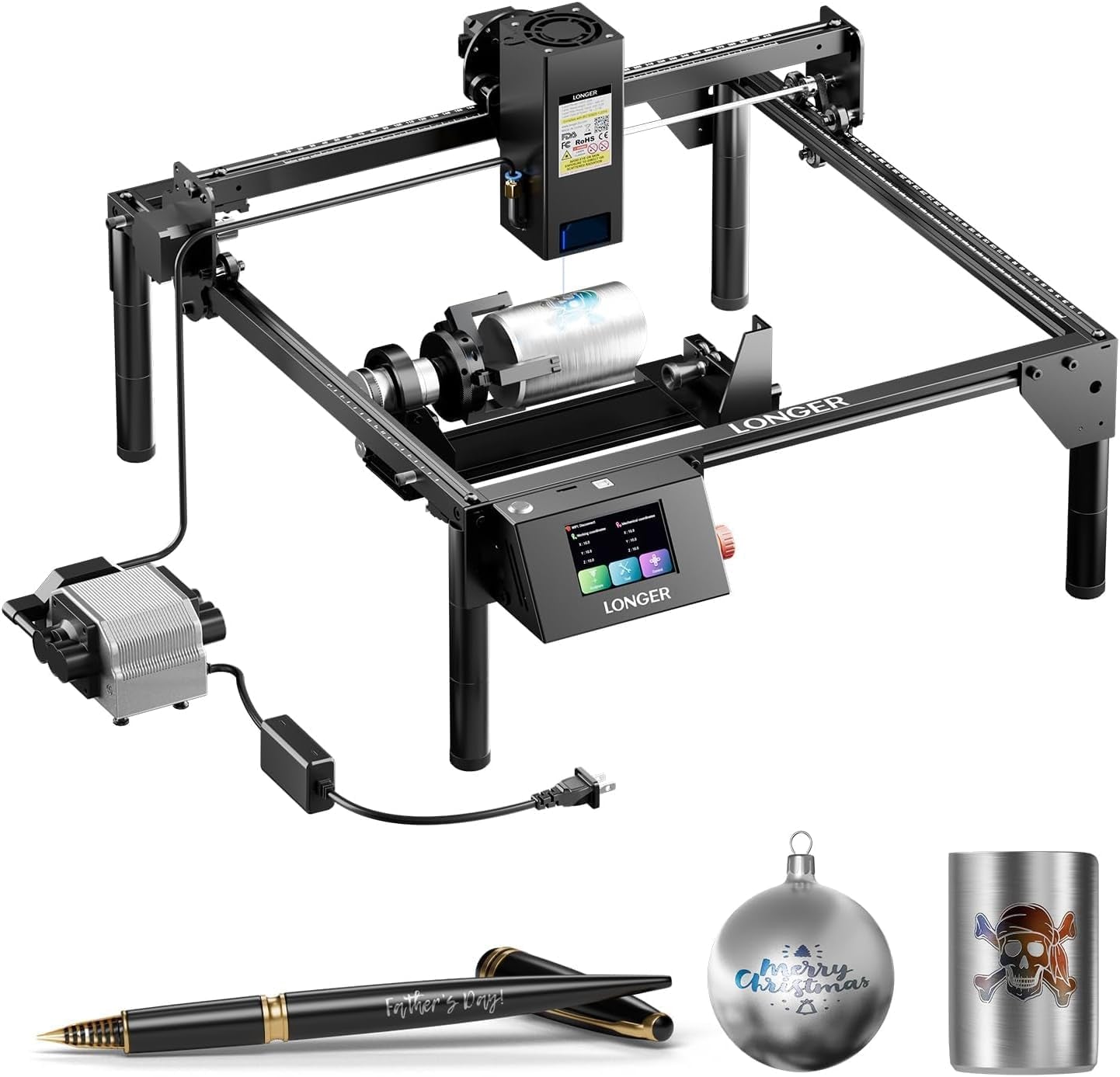 Longer Ray5 20W Laser Engraver with Air Assist Kit 3-In-1 Rotary Roller Kit DIY CNC Laser Cutter Tool for Metal Glass Wood,Engraving Area 400 * 365Mm