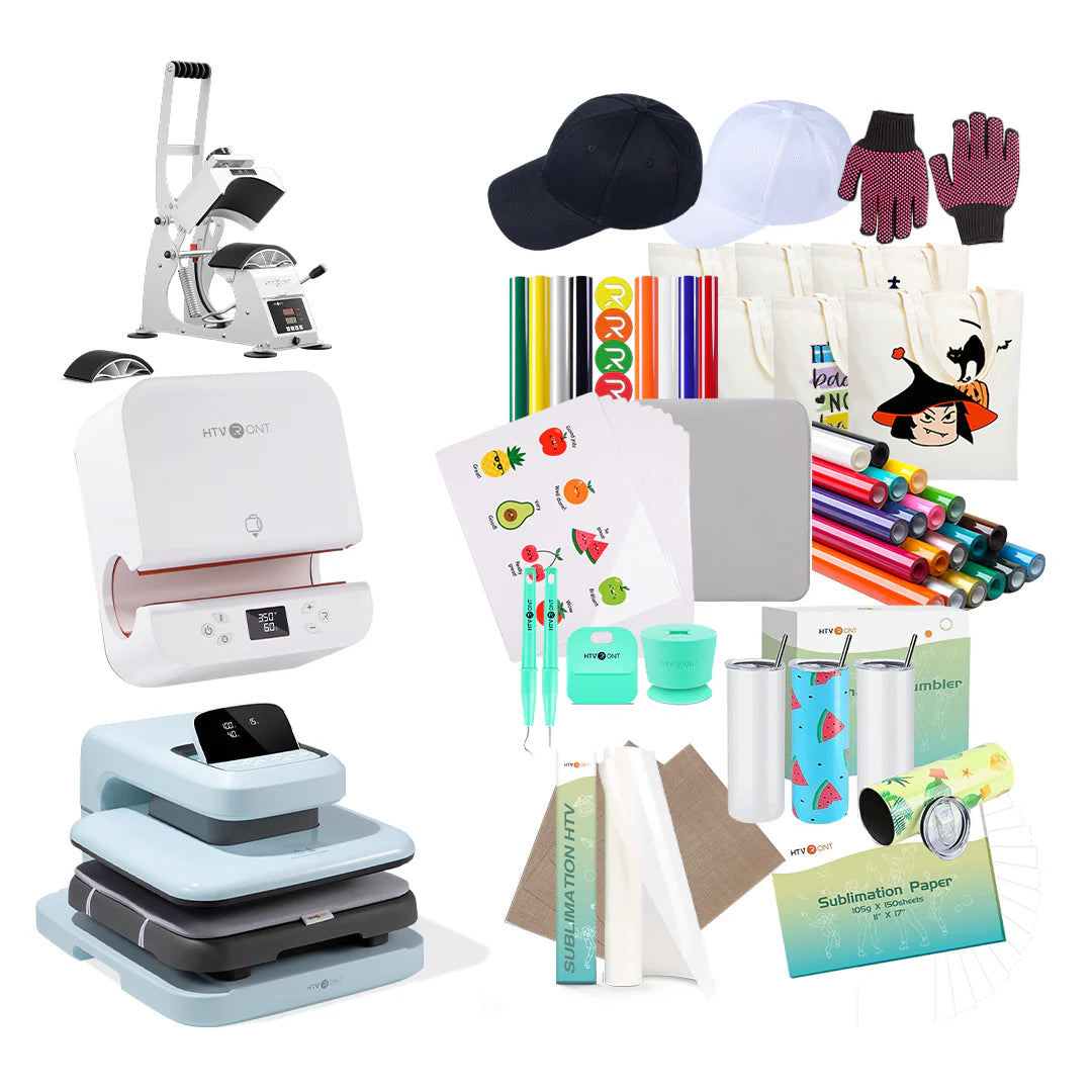 [All-In-One Kit]Htvront Auto Heat Press 2+Tumbler Press+Manual Hat Press+All in One Bundle