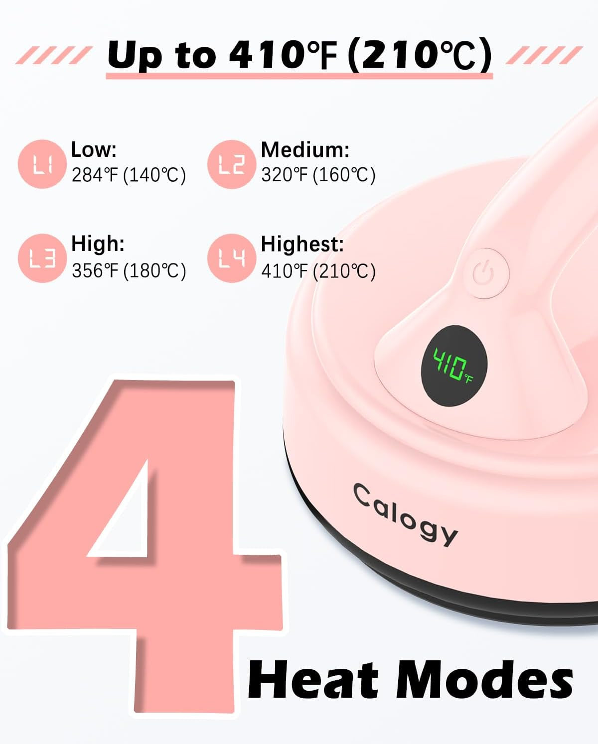 Calogy Mini Heat Press, Small round Heat Press Machine 5" Diameter, Portable Iron 4 Levels Temp Max 410℉ for Heating Transfer Sublimation Crafts, DIY Coaster, Bag, Pillow, Ceramic (Baby Pink)