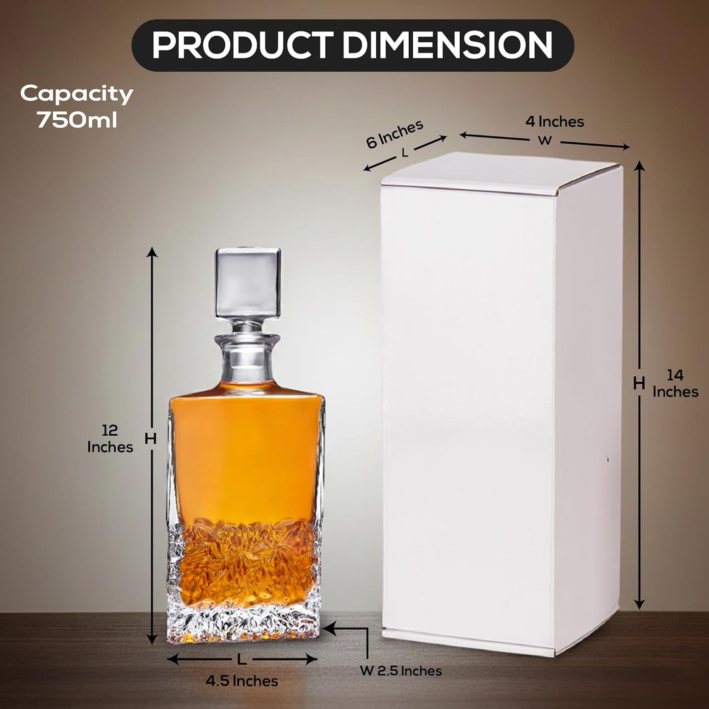 Makerflo Customizable 24 Oz Whiskey Decanter with Airtight Stopper Set of 6 | Liquor Decanter Bottle for Wine, Scotch, Bar, Ideal for Personalization - (Laser Engraving, UV DTF, Vinyl, Epoxy)