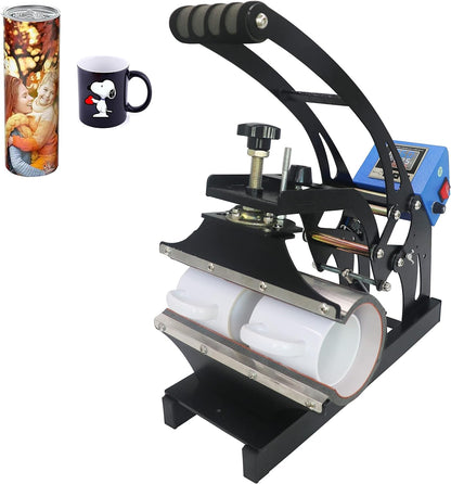 Royalpress 4 in 1 Heat Press 12" X 15" Color LED 30OZ Mug Professional Sublimation Heat Transfer Multifunction Combo Heat Press Machine Hat/Mug/Plate/Cap/T-Shirt Blue (12"X15" 4 in 1)