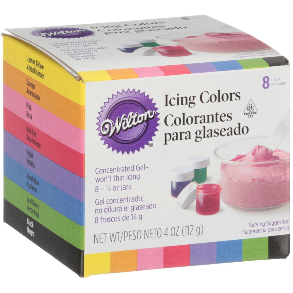 8-Piece Gel Food Coloring Set, 4 Oz. (Purple, Blue, Green, Black, Yellow, Orange, Pink, Red)