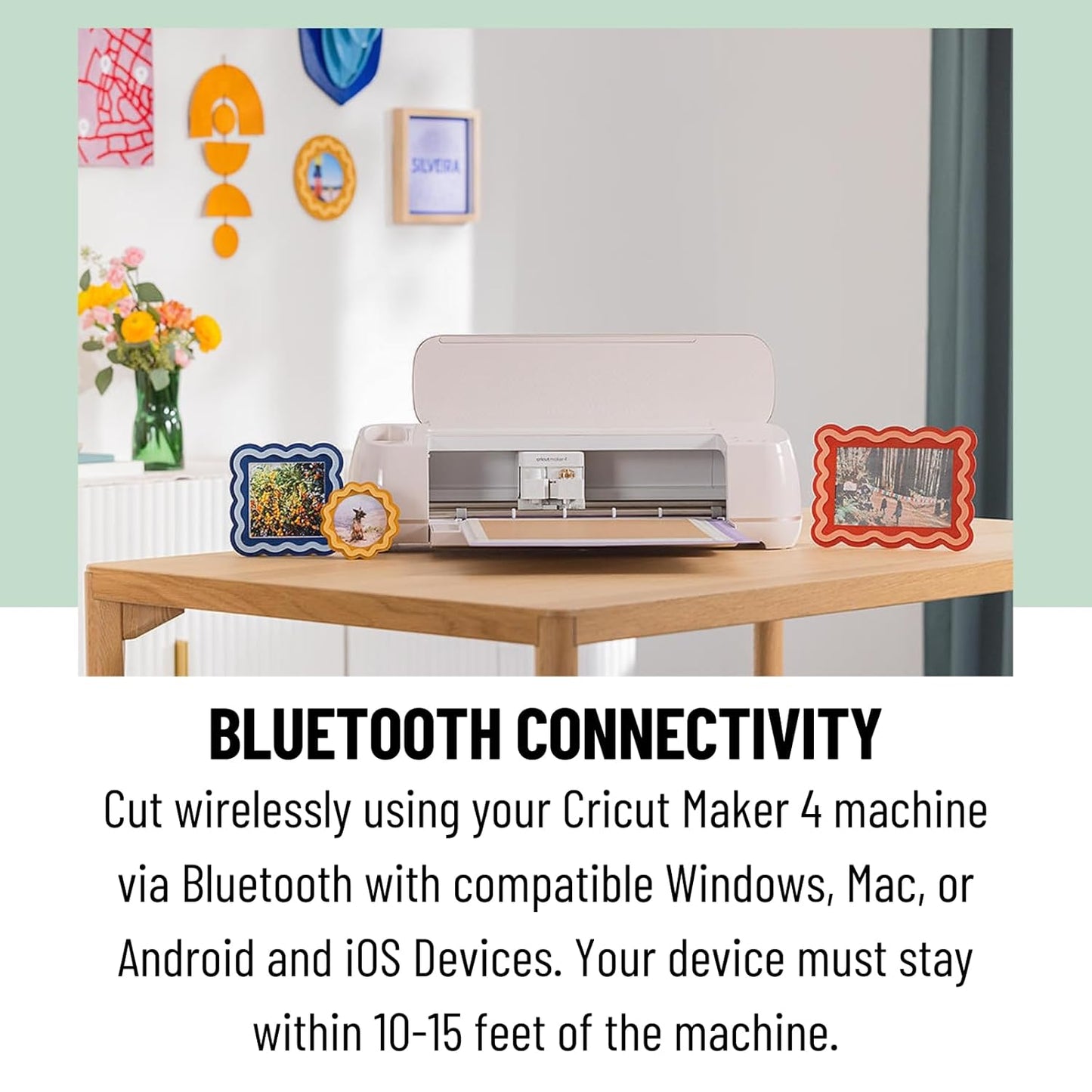 Maker 4 Cutting Machine with Rainbow Smart Vinyl Bundle - Electronic Craft Die-Cutting Machine with Variety Vinyl, Transfer Tape and Weeding Tools, Beginner Kit, Bluetooth Connectivity