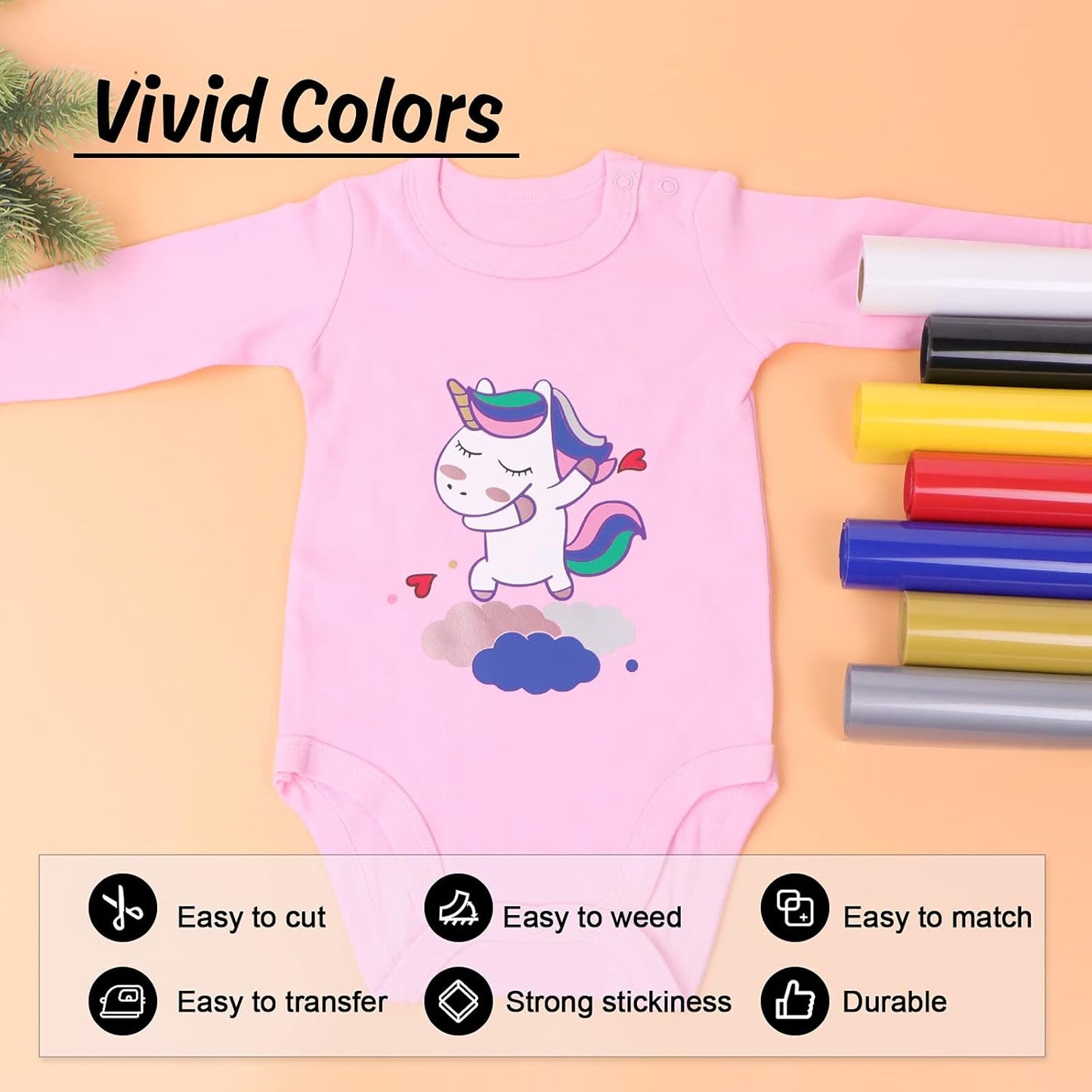 HTV Vinyl Rolls Heat Transfer Vinyl - 12" X 5Ft Red HTV Vinyl for Shirts, Iron on Vinyl for All Cutter Machine - Easy to Cut & Weed for Heat Vinyl Design (Red)