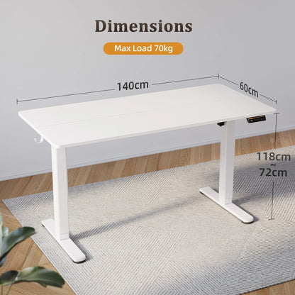 55 Inch Electric Standing Desk, Wide Computer Stand up Desks Adjustable Height, Sit-Stand Rising Desk W/Memory Preset for Home Office Students Desk,White Top