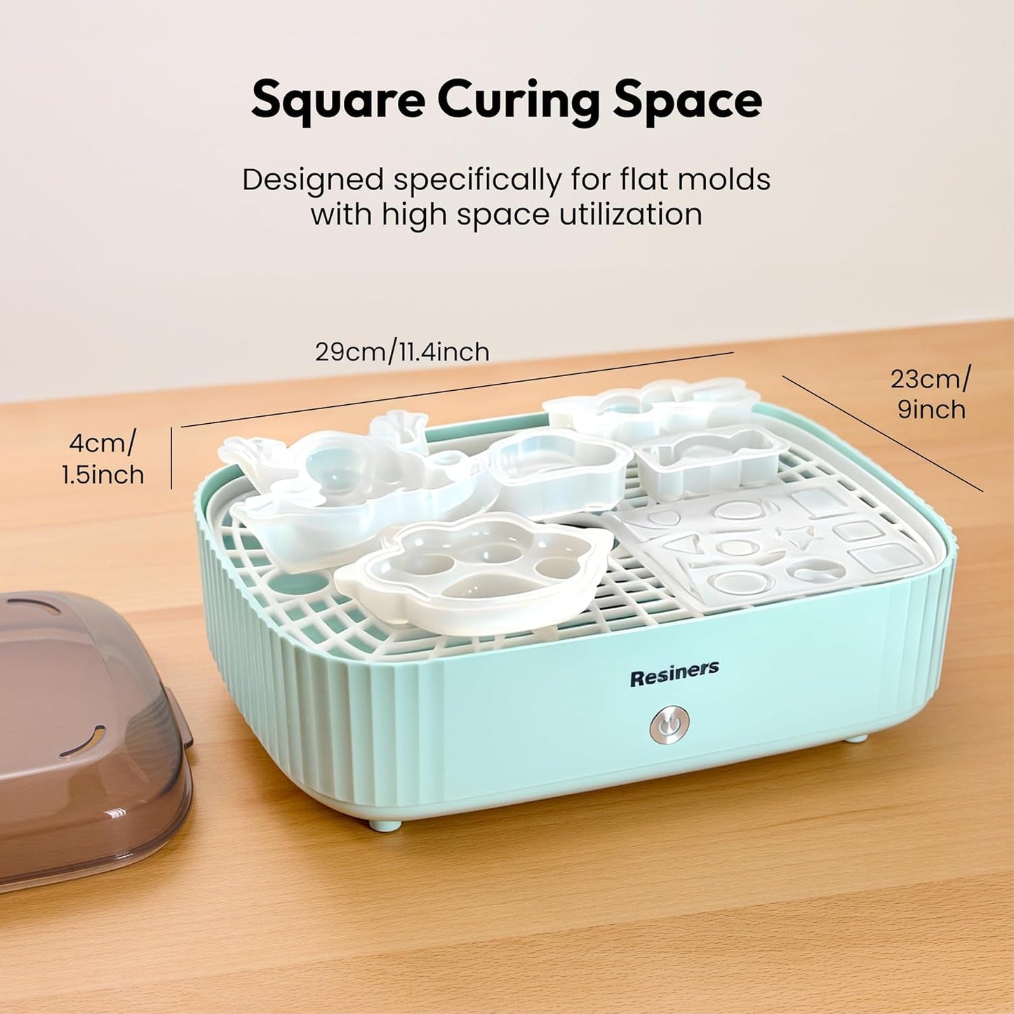 Resiners Resin Curing Machine with Larger Tray for Resin Starter, Cure Air, Auto Curing 2H Resin Supplies, Resin Dryer Curing Station for Epoxy Resin Molds Art Craft Casting, Mint Green (Patented)