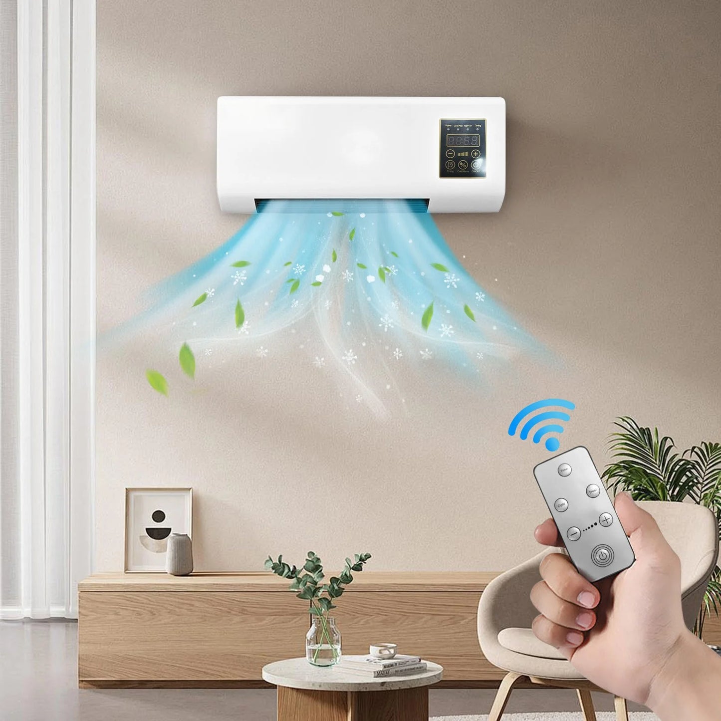 14000 BTU Ductless Portable Air Conditioners No Windows Needed, Wall Air Conditioner with Heaters, Split Ac Heating System, Fast Heating