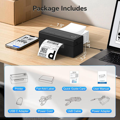 Bluetooth Thermal Label Printer, Wireless 4X6 Shipping Label Printer for Small Business & Shipping Packages, Support Iphone, Android, Windows, Macos, Work for Amazon, Ebay, Shopify, Etsy, USPS