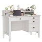 47 in Computer Desk, Home Office Writing Table with 4 Drawers and Hutch Shelf, Oak White
