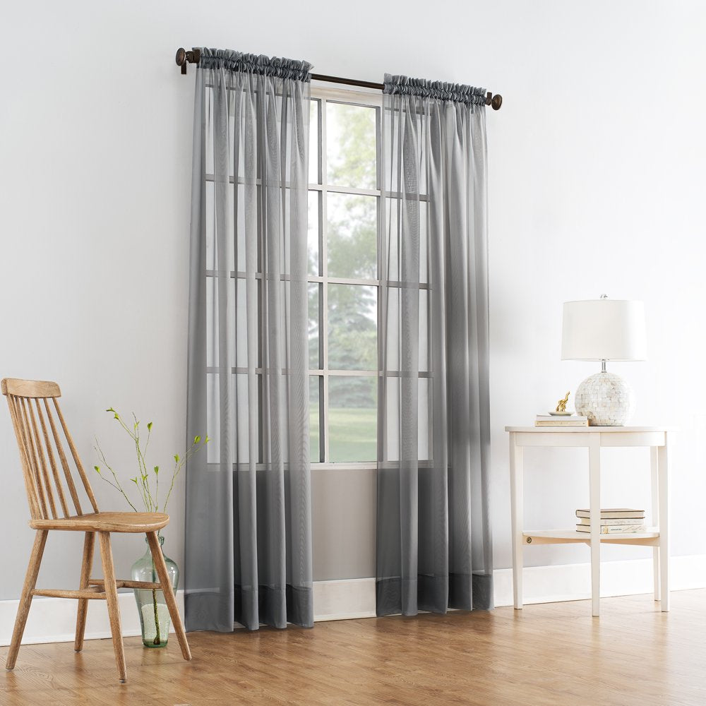 Marjorie Sheer Voile Curtain, Single Panel, 59"W X 63"L, Gray